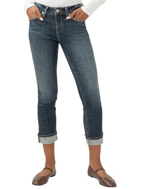 Silver Jeans Suki Curvy Crop Jeans W26 L26 Chewed Hem NWT